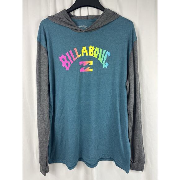 Billabong Men's Arch Fill Pullover Hoodie T-Shirt Teal Grey Surf Beach Mens XXL - Picture 1 of 5